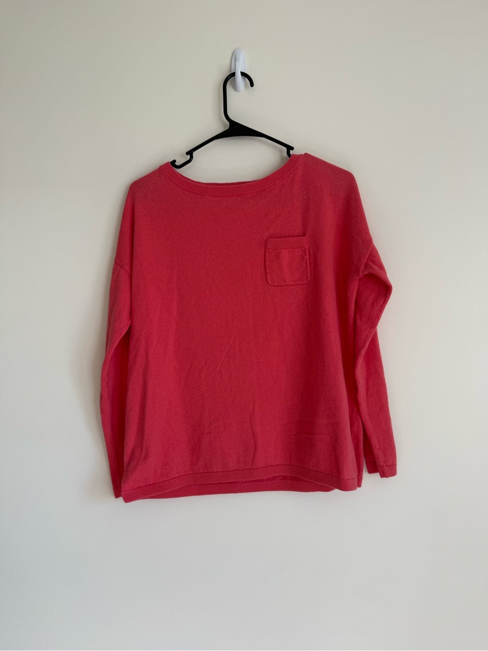 Talbots Coral Pink Crewneck Sweater with Chest Pocket